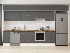 Alvinka 395X240 Cm Klasik Mebran Mutfak Dolabı Beyaz Beyaz Mb-E90S45S60-1 Mebran | Antrasit - Suntalam