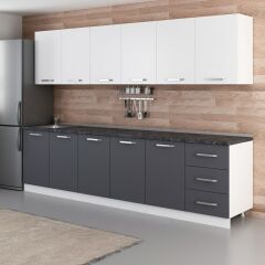 Minar 300 Cm Mutfak Dolabı Beyaz Antrasit 300-A2