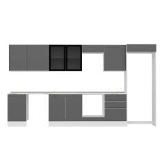 Alvinka 390X222 Cm High Gloss Mutfak Dolabı Mb-E80S50S60-3 High Gloss | Antrasit - Mdf