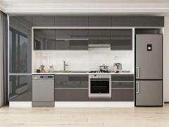 Alvinka 400X240 Cm High Gloss Mutfak Dolabı Mbb-E80B60S60-1 High Gloss | Antrasit - Mdf