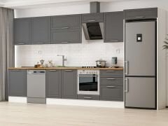 Alvinka 410X222 Cm Klasik Mebran Mutfak Dolabı Mb-E90S60S60-2 Mebran | Antrasit - Mdf