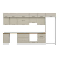 Alvinka 395X240 Cm Klasik Mebran Mutfak Dolabı Beyaz Beyaz Mb-E90S45S60-1 Mebran | Kumtaşı - Suntalam