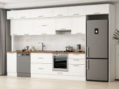 Alvinka 395X240 Cm Klasik Mebran Mutfak Dolabı Beyaz Beyaz Mb-E90S45S60-1 Mebran | Beyaz - Mdf