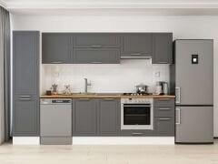 Alvinka 300X210 Cm Klasik Mebran Mutfak Dolabı Mb-E90B50S40-1 Mebran | Antrasit - Suntalam