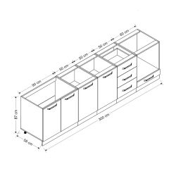 Minar 300 Cm Mutfak Dolabı Beyaz Antrasit 300-A4