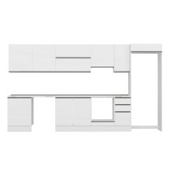 Alvinka 380X222 Cm High Gloss Mutfak Dolabı Mb-E80S60S40-1 High Gloss | Beyaz - Mdf