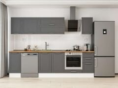 Alvinka 280X210 Cm Klasik Mebran Mutfak Dolabı Beyaz Beyaz M-E80S40S40-2 Mebran | Antrasit - Mdf