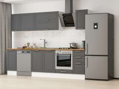 Alvinka 280X210 Cm Klasik Mebran Mutfak Dolabı Beyaz Beyaz M-E80S40S40-2 Mebran | Antrasit - Mdf