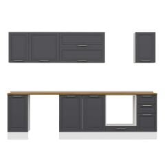 Alvinka 280X210 Cm Klasik Mebran Mutfak Dolabı Beyaz Beyaz M-E80S40S40-2 Mebran | Antrasit - Mdf