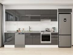 Alvinka 380X222 Cm High Gloss Mutfak Dolabı Mb-E80S60S40-1 High Gloss | Antrasit - Suntalam