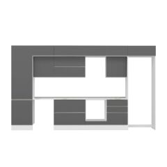 Alvinka 400X240 Cm High Gloss Mutfak Dolabı Mbb-E80B60S60-2 High Gloss | Antrasit - Suntalam