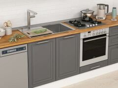 Alvinka 410X222 Cm Klasik Mebran Mutfak Dolabı Mb-E90S60S60-3 Mebran | Antrasit - Suntalam