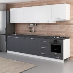 Minar 300 Cm Mutfak Dolabı Beyaz Antrasit 300-A6