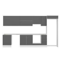 Alvinka 380X222 Cm High Gloss Mutfak Dolabı Mb-E80S60S40-1 High Gloss | Antrasit - Mdf