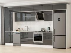 Alvinka 400X240 Cm High Gloss Mutfak Dolabı Mbb-E80B60S60-2 High Gloss | Antrasit - Mdf