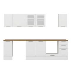 Alvinka 280X210 Cm Klasik Mebran Mutfak Dolabı Beyaz Beyaz M-E80S40S40-3 Mebran | Beyaz - Suntalam