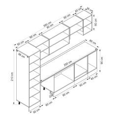 Alvinka 300X210 Cm Klasik Mebran Mutfak Dolabı Mb-E90B50S40-1 Mebran | Antrasit - Mdf