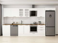 Alvinka 410X222 Cm Klasik Mebran Mutfak Dolabı Mb-E90S60S60-3 Mebran | Beyaz - Mdf