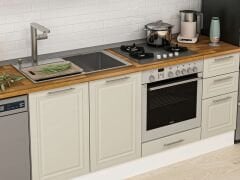 Alvinka 280X210 Cm Klasik Mebran Mutfak Dolabı Beyaz Beyaz M-E80S40S40-3 Mebran | Kumtaşı - Suntalam