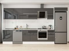 Alvinka 380X222 Cm High Gloss Mutfak Dolabı Mb-E80S60S40-2 High Gloss | Antrasit - Suntalam