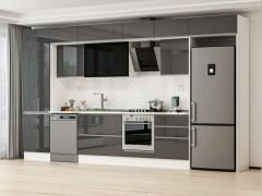 Alvinka 400X240 Cm High Gloss Mutfak Dolabı Mbb-E80B60S60-3 High Gloss | Antrasit - Suntalam