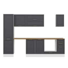 Alvinka 300X210 Cm Klasik Mebran Mutfak Dolabı Mb-E90B50S40-2 Mebran | Antrasit - Suntalam