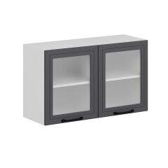 Alvinka Mutfak Modül Mbr_A Üst 2Dk1R 100-H60Cm Dolap Cam Beyaz Antrasit Mdf