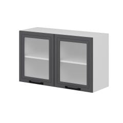 Alvinka Mutfak Modül Mbr_A Üst 2Dk1R 100-H60Cm Dolap Cam Beyaz Antrasit Mdf