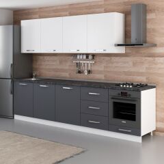 Minar 300 Cm Mutfak Dolabı Beyaz Antrasit 300-A10