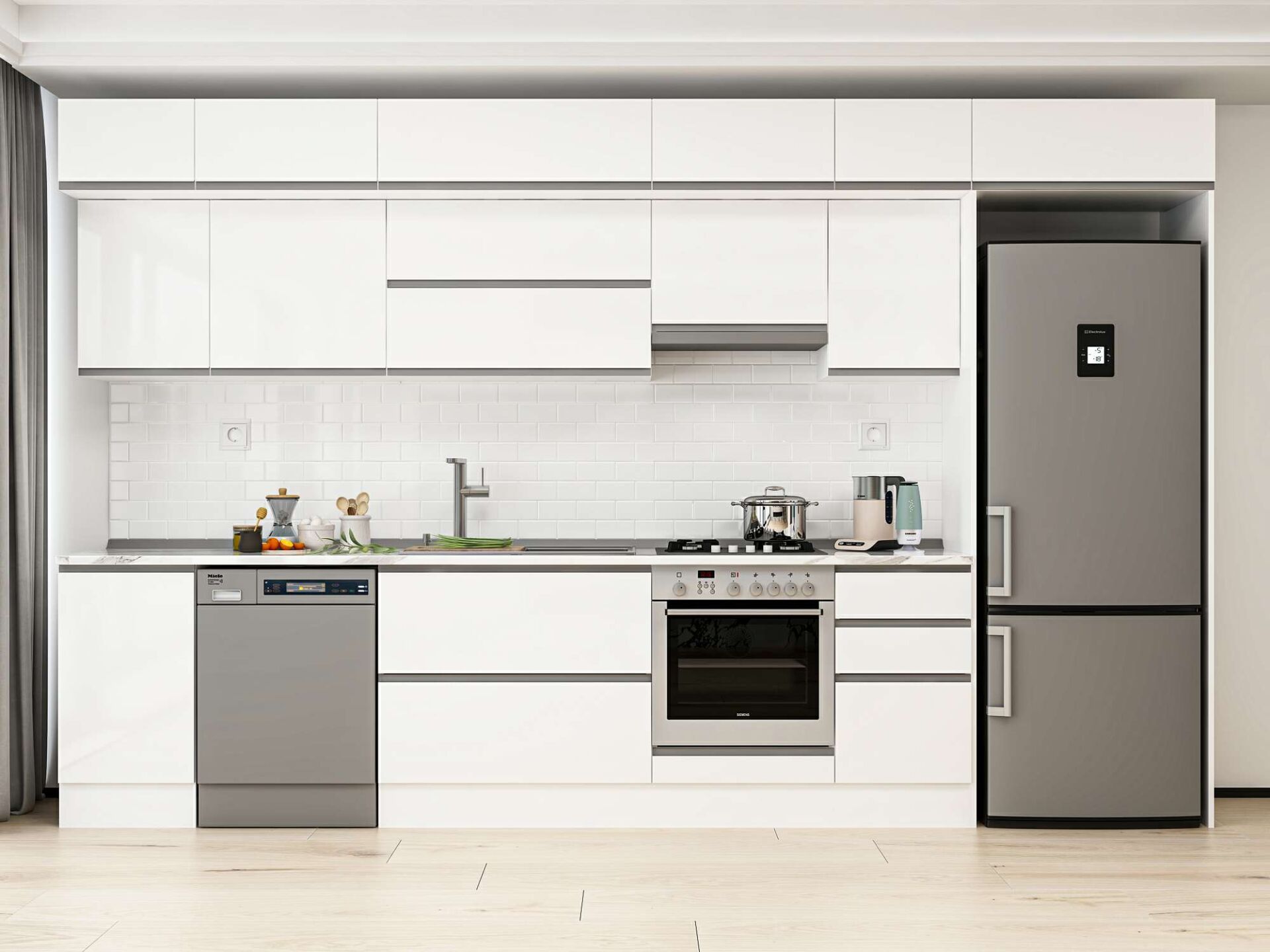 Alvinka 380X240 Cm High Gloss Mutfak Dolabı Mb-E90S45S45-1