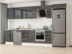 Alvinka 380X222 Cm High Gloss Mutfak Dolabı Mb-E80S60S40-2 High Gloss | Antrasit - Mdf