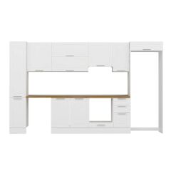Alvinka 370X222 Cm Klasik Mebran Mutfak Dolabı Mbb-E90B40S40-1 Mebran | Beyaz - Suntalam
