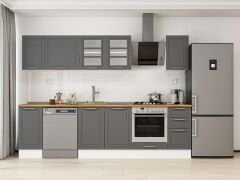 Alvinka 280X210 Cm Klasik Mebran Mutfak Dolabı Beyaz Beyaz M-E80S40S40-3 Mebran | Antrasit - Mdf