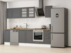 Alvinka 280X210 Cm Klasik Mebran Mutfak Dolabı Beyaz Beyaz M-E80S40S40-3 Mebran | Antrasit - Mdf