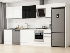 Alvinka 380X222 Cm High Gloss Mutfak Dolabı Mb-E80S60S40-3 High Gloss | Beyaz - Suntalam