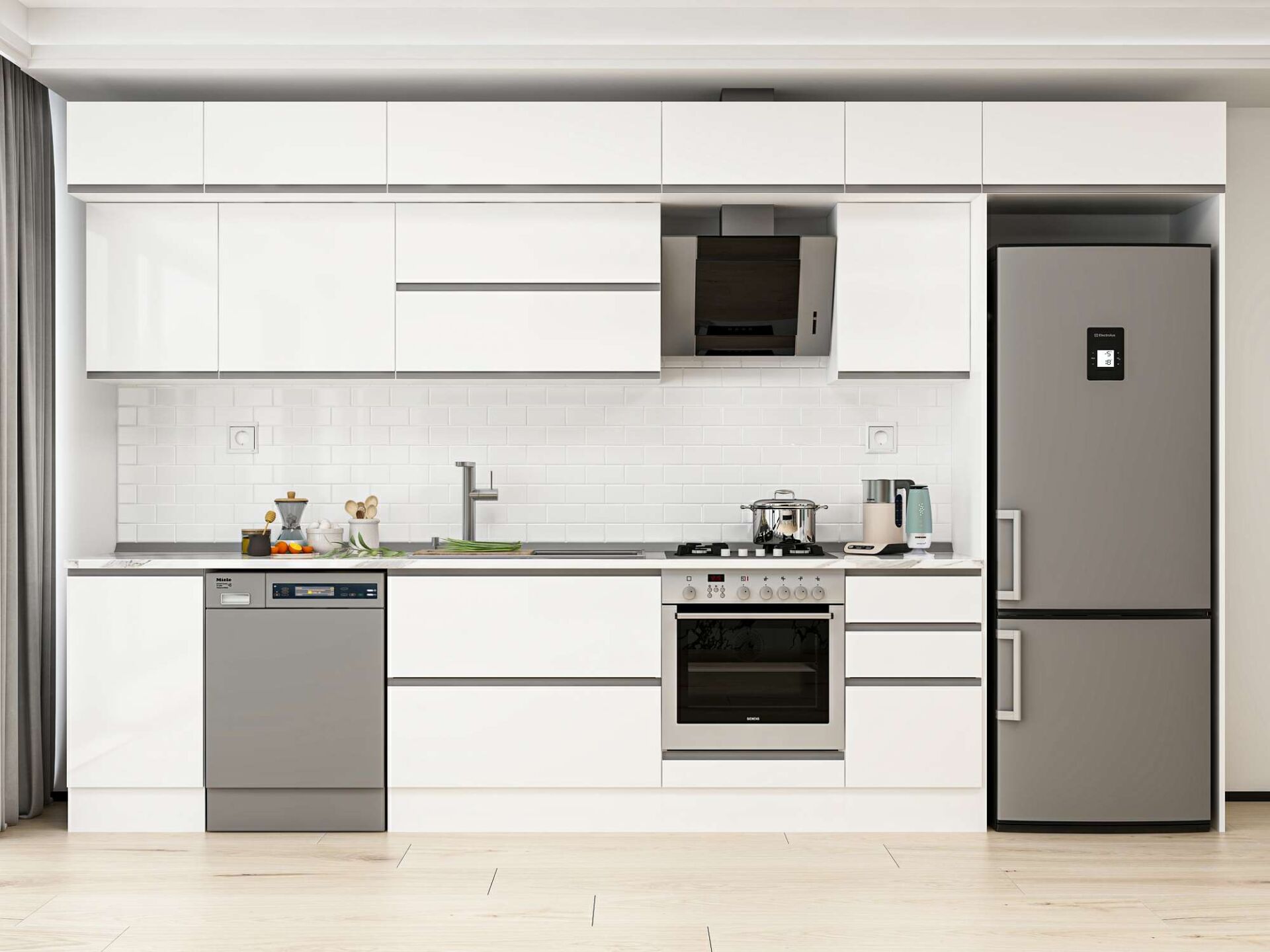 Alvinka 380X240 Cm High Gloss Mutfak Dolabı Mb-E90S45S45-2
