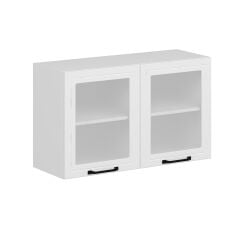 Alvinka Mutfak Modül Mbr_A Üst 2Dk1R 100-H60Cm Dolap Cam Beyaz Beyaz Mdf