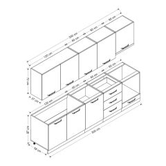 Minar 300 Cm Mutfak Dolabı Beyaz Antrasit 300-A12