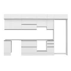 Alvinka 370X240 Cm High Gloss Mutfak Dolabı Mb-E90S40S40-1 High Gloss | Beyaz - Mdf