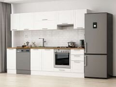 Alvinka 285X210 Cm Klasik Mebran Mutfak Dolabı Beyaz Beyaz M-E80S40S45-1 Mebran | Beyaz - Suntalam