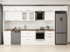 Alvinka 395X240 Cm Klasik Mebran Mutfak Dolabı Beyaz Beyaz Mb-E90S45S60-3 Mebran | Beyaz - Suntalam