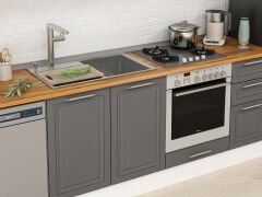 Alvinka 300X210 Cm Klasik Mebran Mutfak Dolabı Mb-E90B50S40-2 Mebran | Antrasit - Mdf