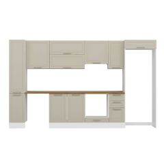 Alvinka 370X222 Cm Klasik Mebran Mutfak Dolabı Mbb-E90B40S40-1 Mebran | Kumtaşı - Suntalam