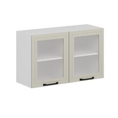 Alvinka Mutfak Modül Mbr_A Üst 2Dk1R 100-H60Cm Dolap Cam Beyaz Kumtaşı Suntalam