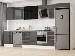 Alvinka 380X222 Cm High Gloss Mutfak Dolabı Mb-E80S60S40-3 High Gloss | Antrasit - Suntalam
