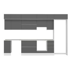 Alvinka 370X240 Cm High Gloss Mutfak Dolabı Mb-E90S40S40-1 High Gloss | Antrasit - Suntalam