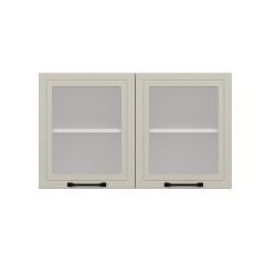 Alvinka Mutfak Modül Mbr_A Üst 2Dk1R 100-H60Cm Dolap Cam Beyaz Kumtaşı Mdf