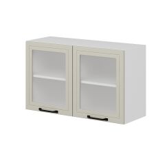 Alvinka Mutfak Modül Mbr_A Üst 2Dk1R 100-H60Cm Dolap Cam Beyaz Kumtaşı Mdf