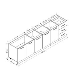 Minar 300 Cm Mutfak Dolabı Beyaz Dore 300-D2