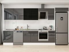 Alvinka 380X222 Cm High Gloss Mutfak Dolabı Mb-E80S60S40-3 High Gloss | Antrasit - Mdf